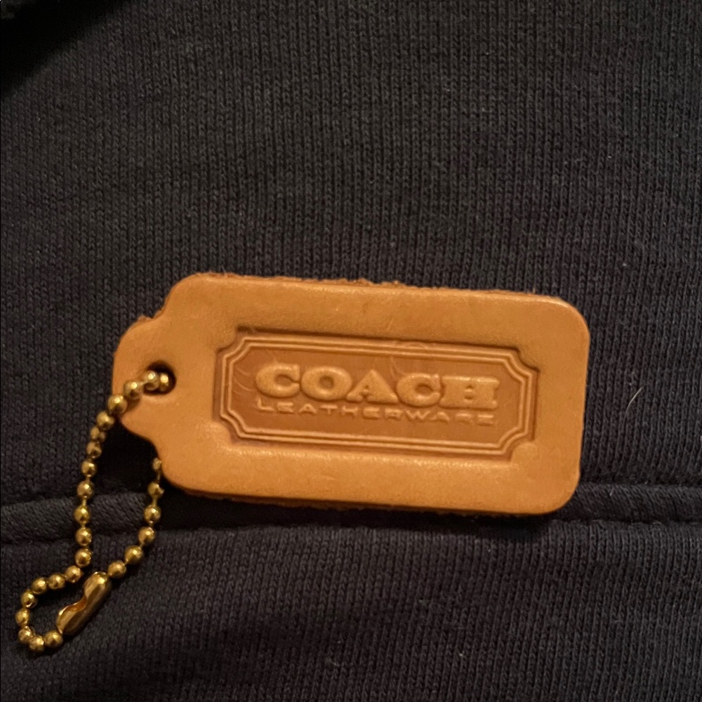 Coach Tan Leather Tag with Gold Chain